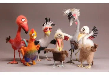 Суперкомплект Птички. 6 птиц: Петух, Сип, Фламинго, Секретарь, Журавль, Пеликан (Ирина Егорова)