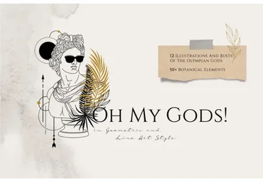[Сreativefabrica] Oh My Gods! Olympian Gods in Line Art. Боги олимпа в стиле лайн арт (Cosmic Store)