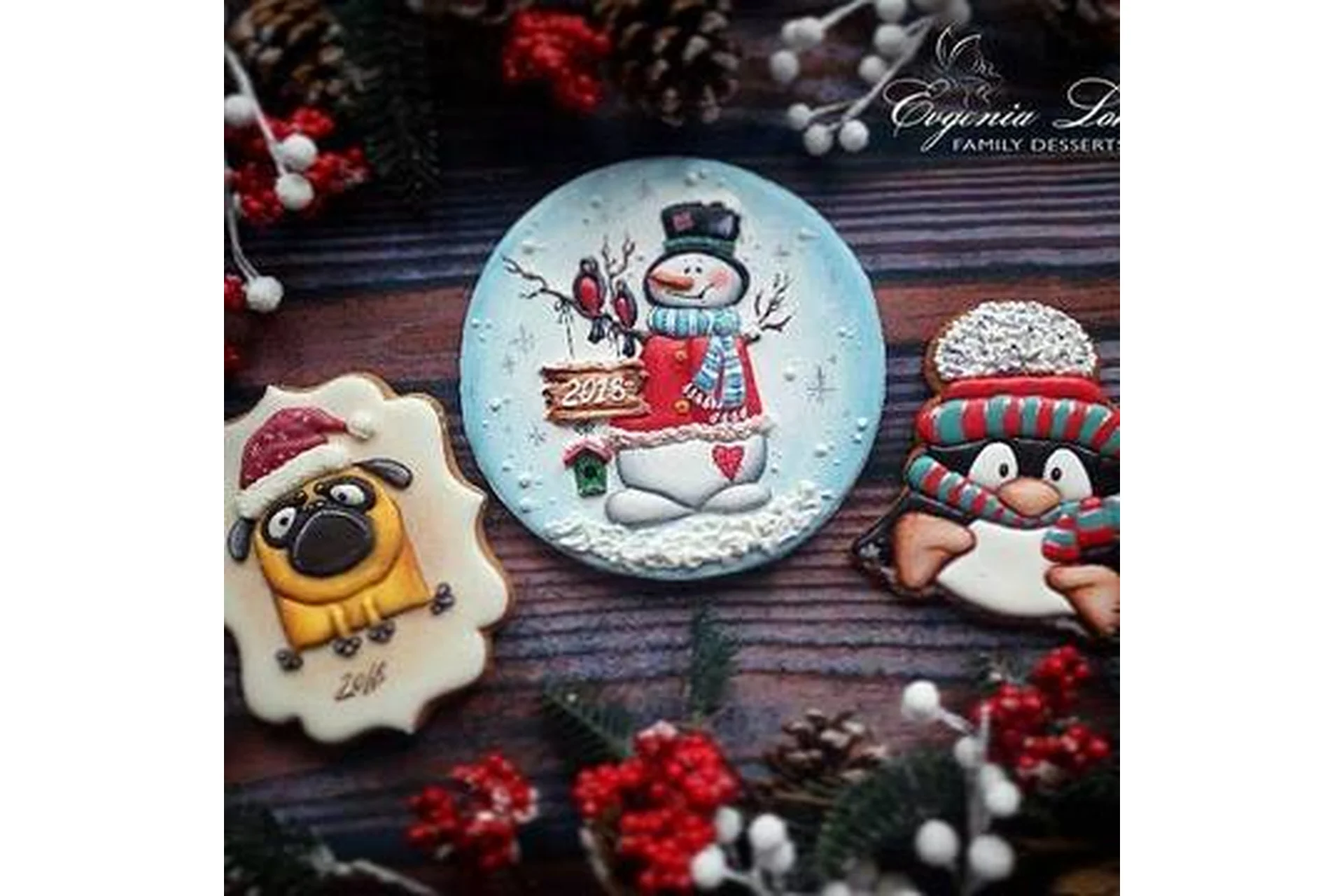 [family_desserts] Новогодний. МК по росписи пряников. 3 пряника (Евгения Локтева), фото 1 из 1.