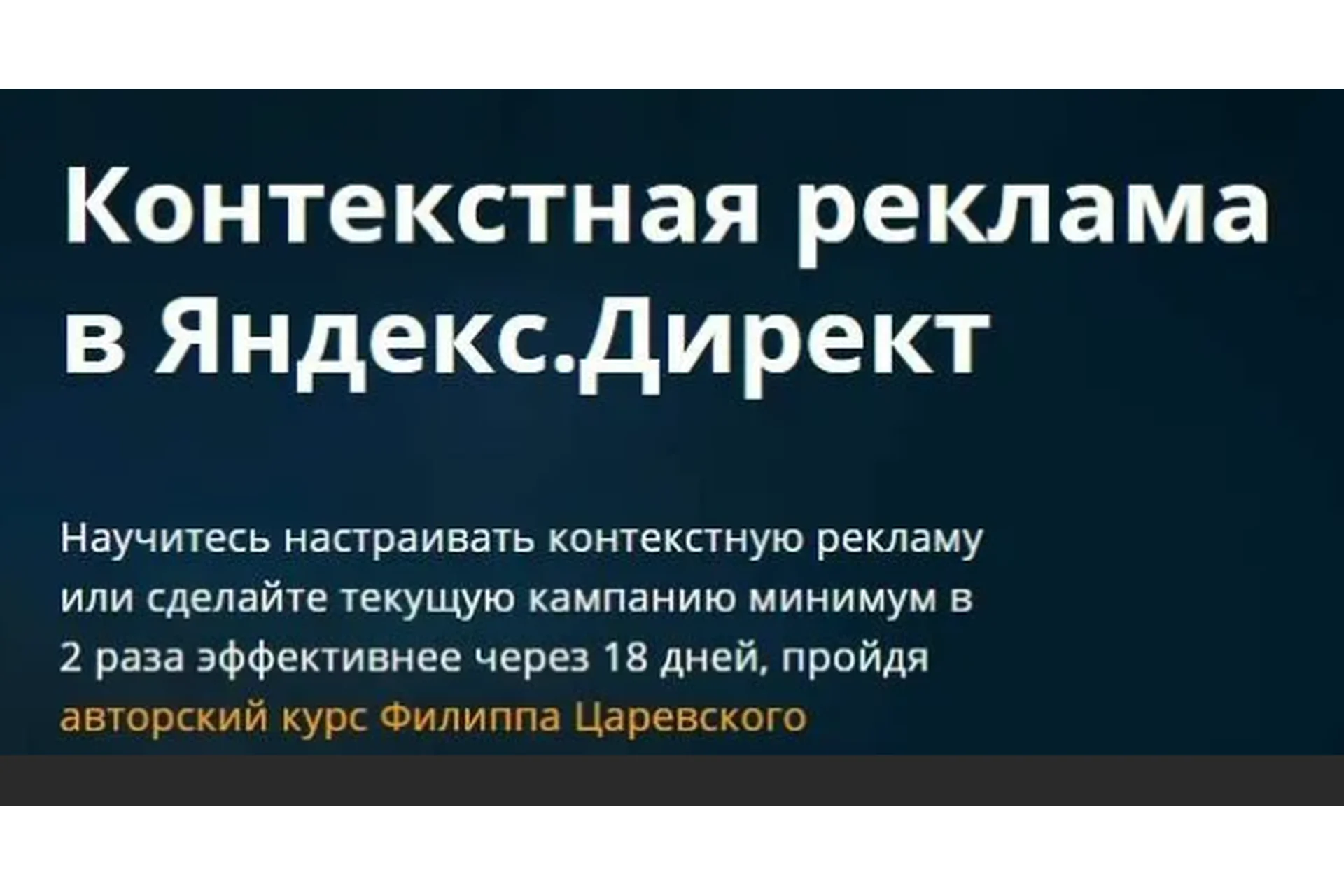 Контекстная реклама в Яндекс.Директ (Филипп Царевский), фото 1 из 1.