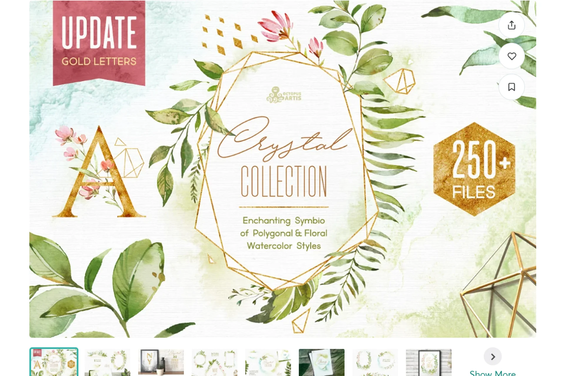 [CreativeMarket] Crystal. Floral & Polygonal Bundle, фото 1 из 1.