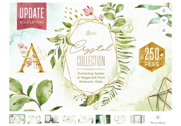 [CreativeMarket] Crystal. Floral & Polygonal Bundle