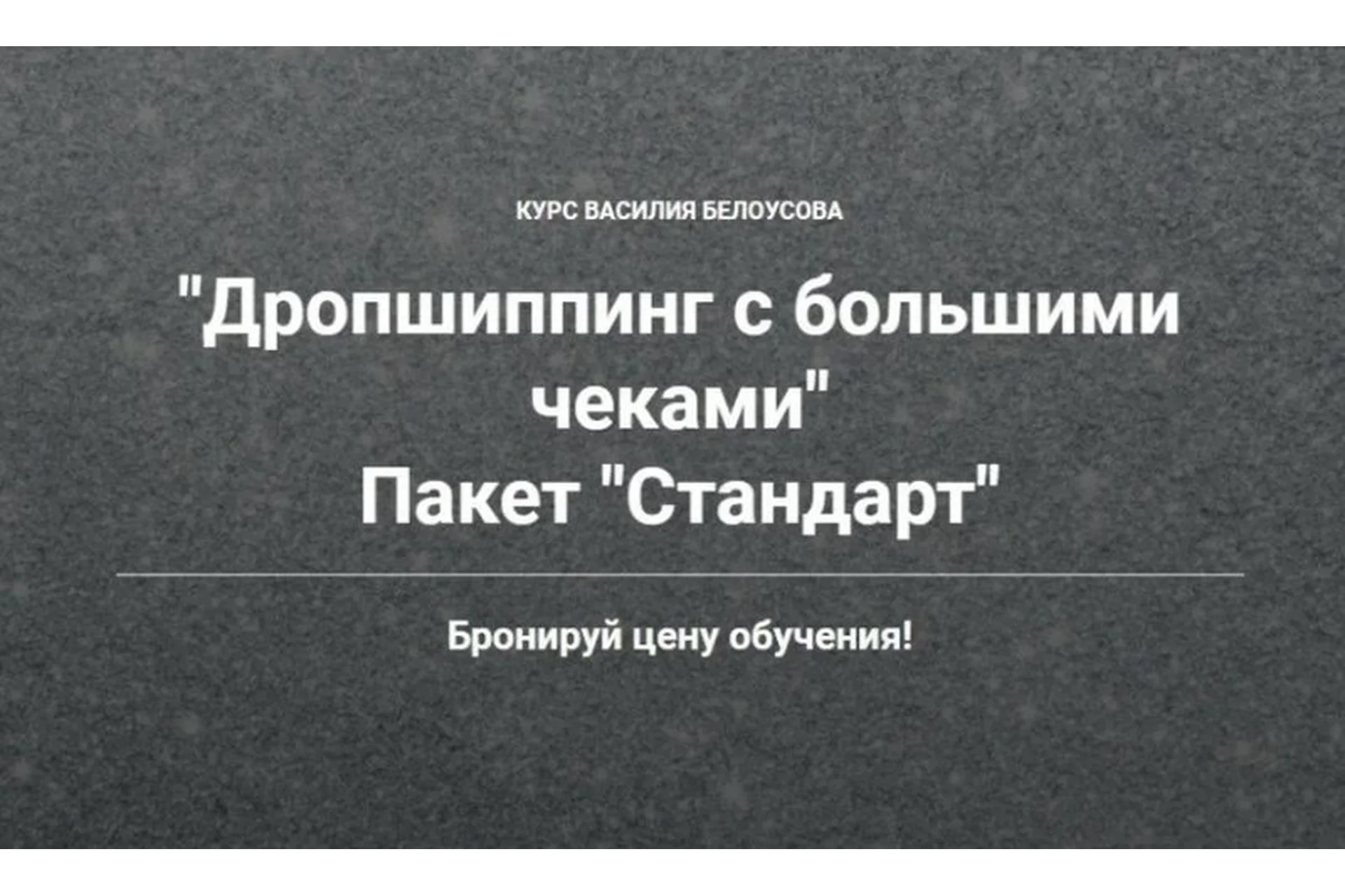 Дропшиппинг с большими чеками 3.0. Пакет «Стандарт» (Василий Белоусов), фото 1 из 1.