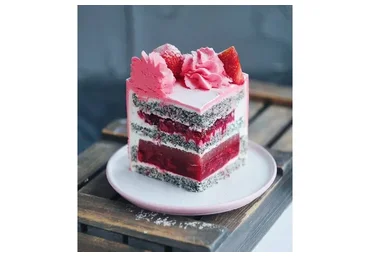 Торт Маковый с начинкой-сэндвич из земляники/клубники и ревеня (imbir_gvozdika)