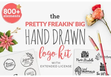 [Сreativefabrica] The Pretty Feakin' Big Hand-drawn Logo Kit (BrandiLeaDesigns)