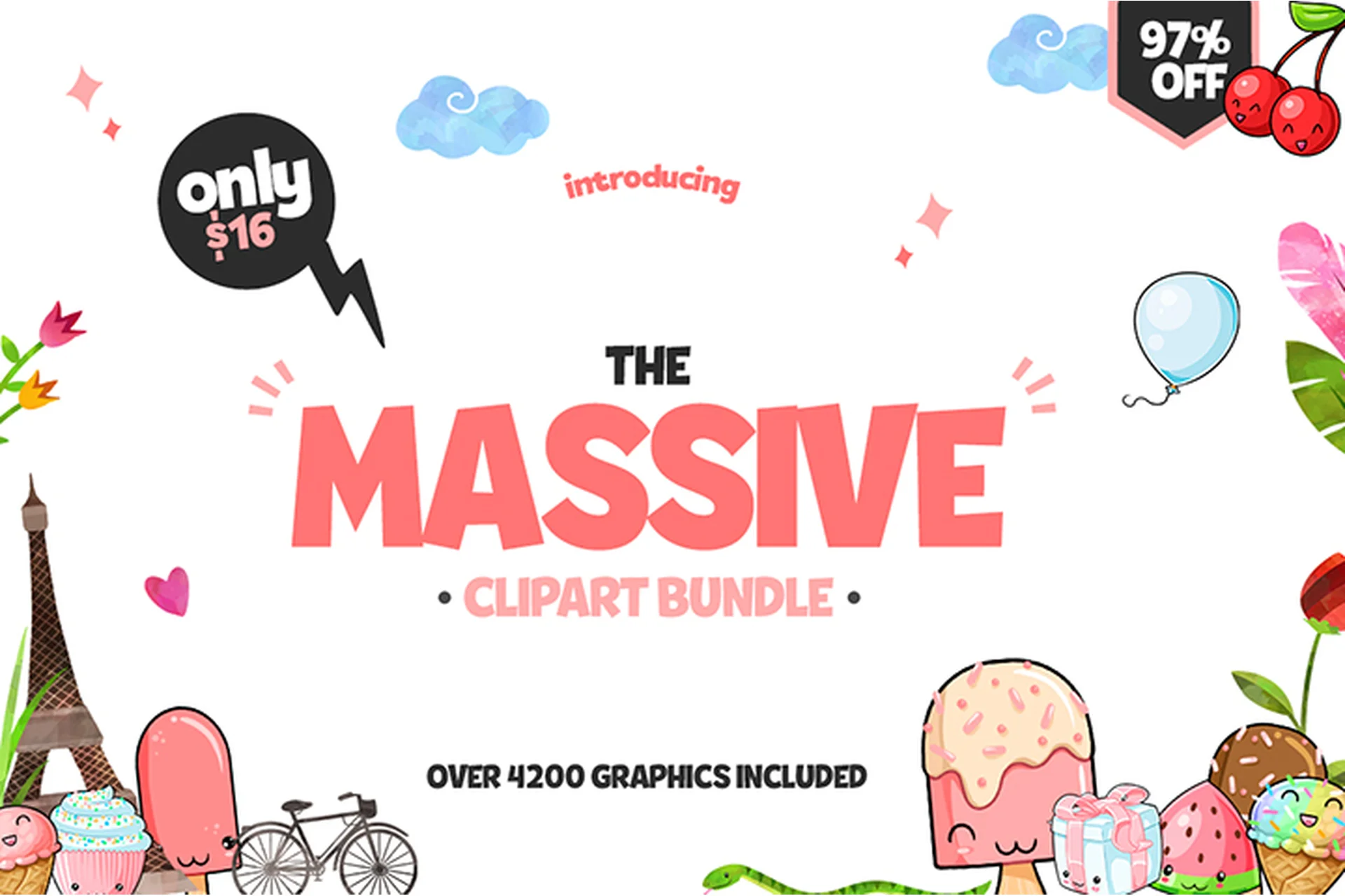 [Thehungryjpeg] Огромный набор клипарта. Более 4200 элементов, фото 1 из 1.