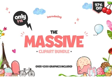 [Thehungryjpeg] Огромный набор клипарта. Более 4200 элементов