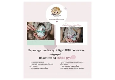 [Школа авторской игрушки] Видео-курс по ёжику и электронная книга по мышке (Марика Шмидт)