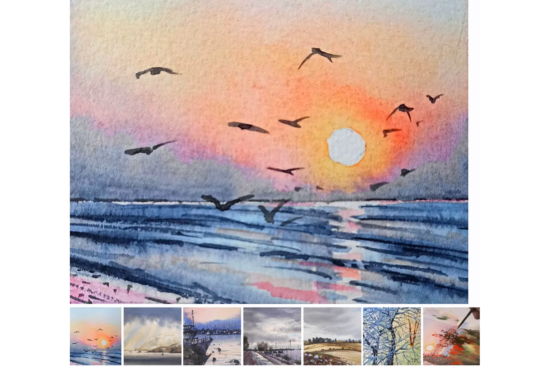 [enterclass] Акварельные миниатюры. Семь пейзажей (Алексей Пелевин), фото 1 из 1.