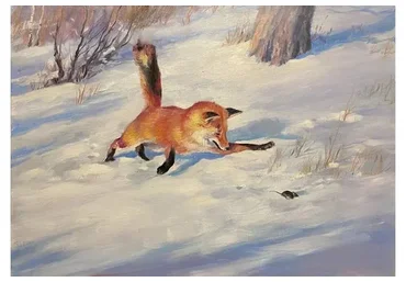 [Школа импрессионизма] Лисичка в снегу. Зимняя охота  (Игорь Сахаров)