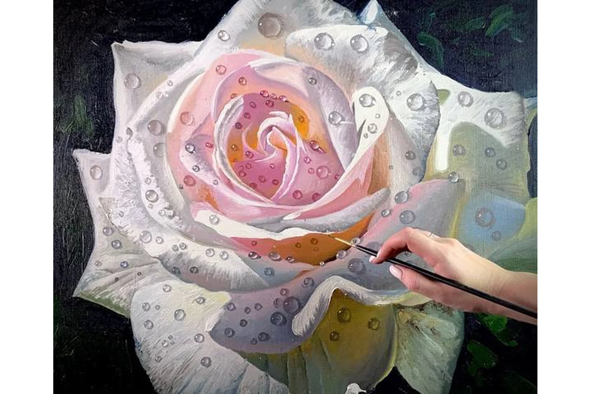 [Живопись Маслом] Белая роза: гиперреализм (Надежда Ильина), фото 1 из 1.