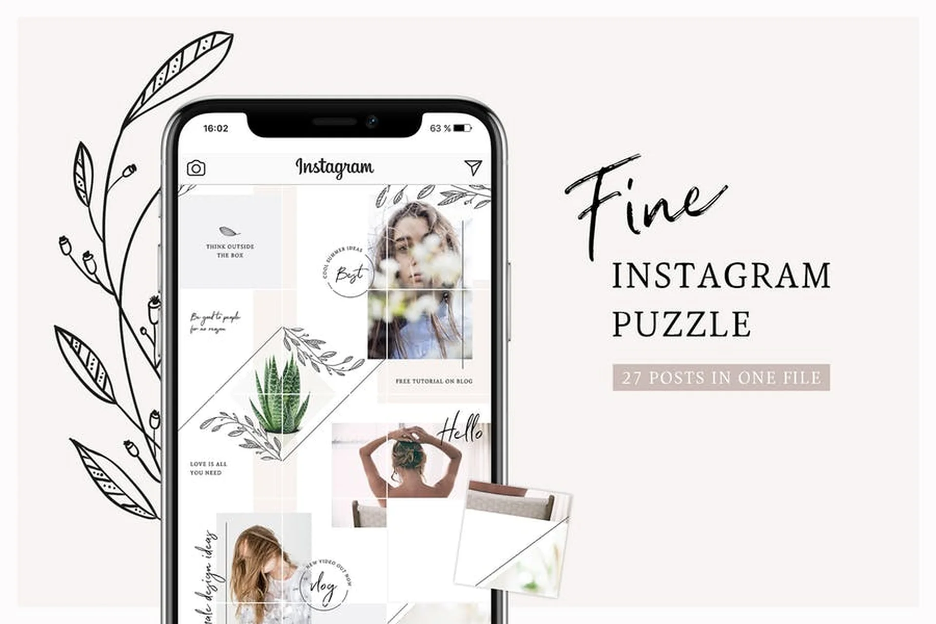 Fine Instagram Puzzle Template (AgataCreate), фото 1 из 1.