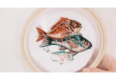 Fish season. Художественная вышивка по фатину (Катерина Марченко)