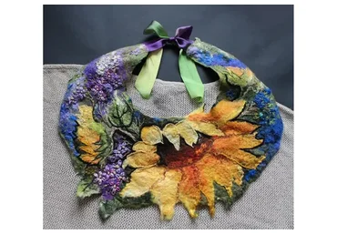 Воротничок-оплечье Подсолнух, Роза, Маки (Ольга Гуляева)