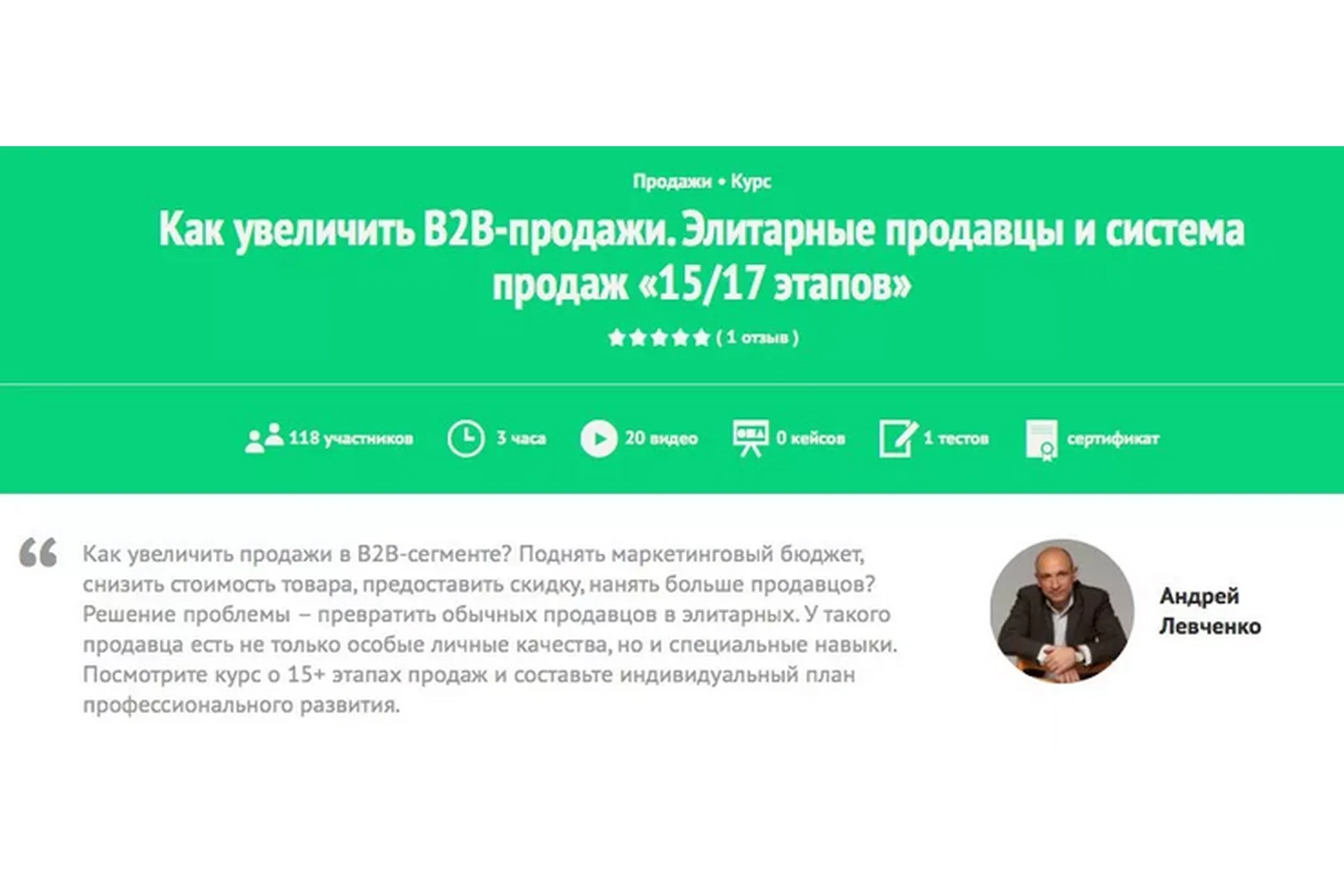 Как увеличить B2B-продажи. Элитарные продавцы и система продаж «15/17 этапов» (Андрей Левченко), фото 1 из 1.