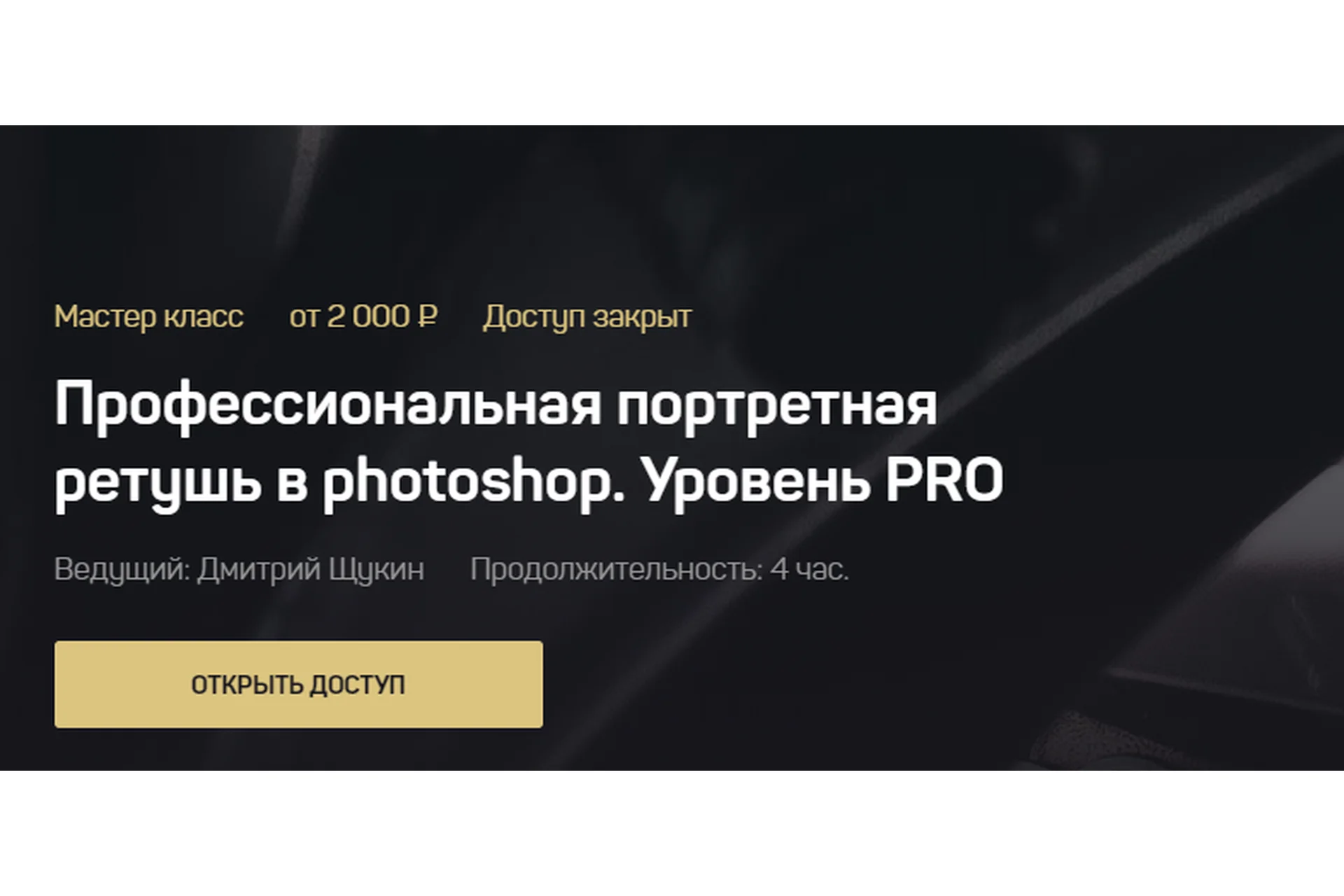 Профессиональная портретная ретушь в photoshop. Уровень PRO. Тариф - Standart (Дмитрий Щукин), фото 1 из 1.