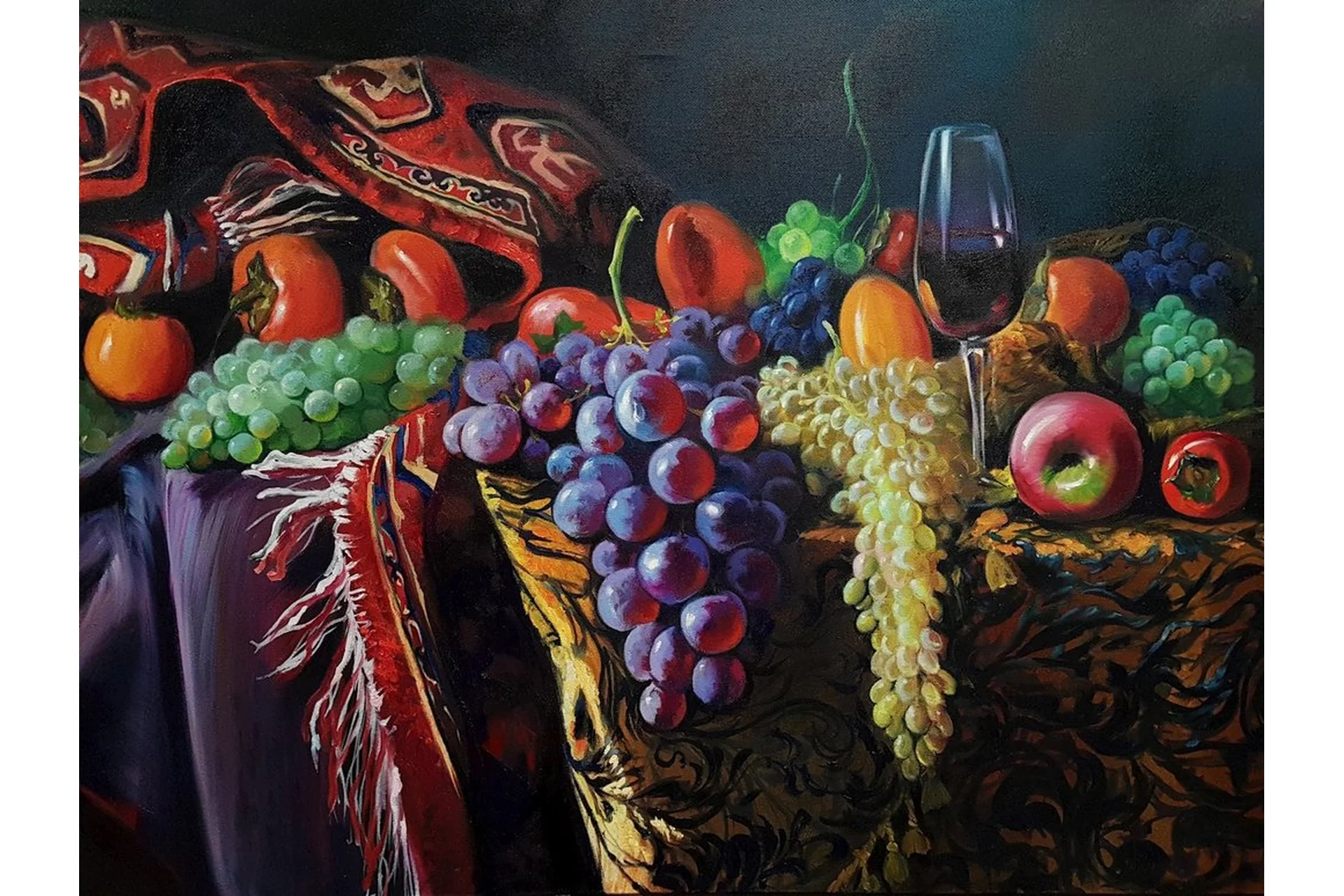 [Студия Живописи] Фрукты и вино (Ольга Базанова), фото 1 из 1.