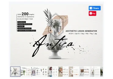 [Сreativefabrica] Antica Aesthetic Logos Generator. Генератор Античных логотипов (Cosmic Store)