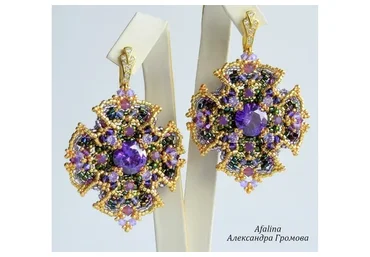 [afalinabiser] Серьги Аромат фиалки (Александра Громова)