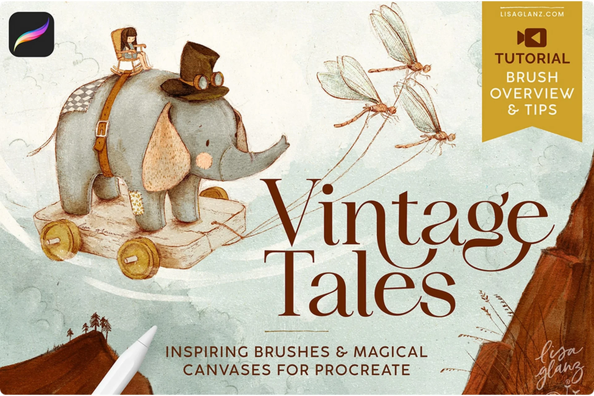 [Кисти] Vintage Tales Brushes and Canvas Effects for Procreate (Lisa Glanz), фото 1 из 1.