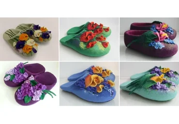 И Тапочки цветут... С объемным цветочным декором (Наталья Смольянинова)
