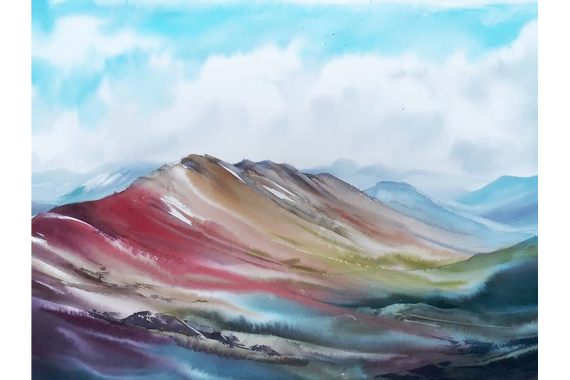 [KalachevaSchool] Акварель. Перуанские горы (Наталья Дюкова), фото 1 из 1.