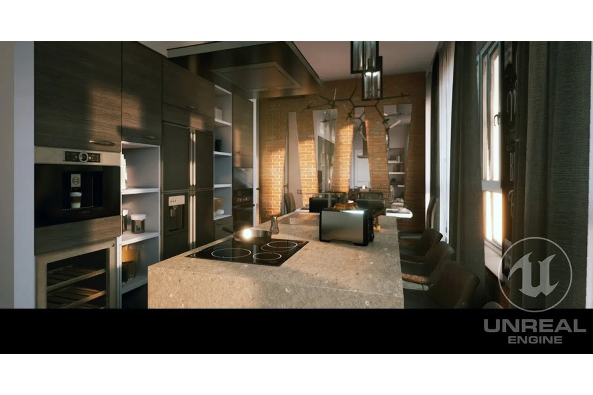 Unreal Engine 4. Реалистичный Рендер Кухни-Гостиной (Сергей Попов), фото 1 из 1.