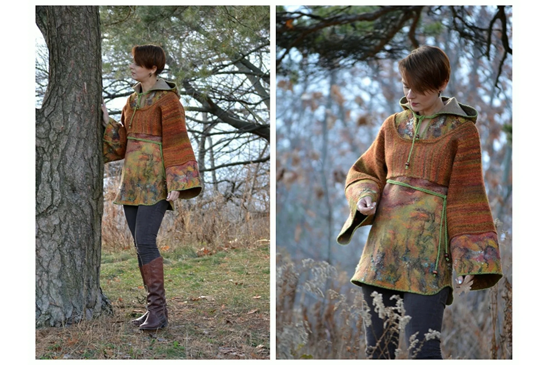 [Masterfelt] Комбинированный свитер-кимоно - расчеты, выкройки, шаблоны (Наталия Луната), фото 1 из 1.