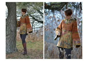 [Masterfelt] Комбинированный свитер-кимоно - расчеты, выкройки, шаблоны (Наталия Луната)