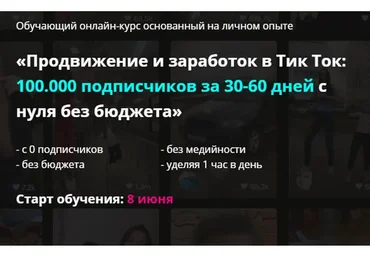 Продвижение и заработок в Тик Ток: 100.000 подписчиков с нуля без бюджета. Новичок (Иван Галкин)
