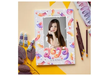 [PSD] Шаблон выпускного фотоальбома. Дизайн «Цветные карандаши» 20х20 (Ксения Фёдорова)