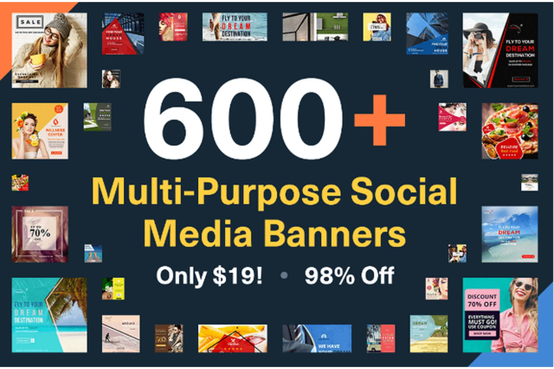 [Mightydeals] 600+ многоцелевых социальных медиа-баннеров, 2018, фото 1 из 1.