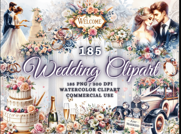 [Creativefabrica] Watercolor Wedding Clipart - Wedding Png