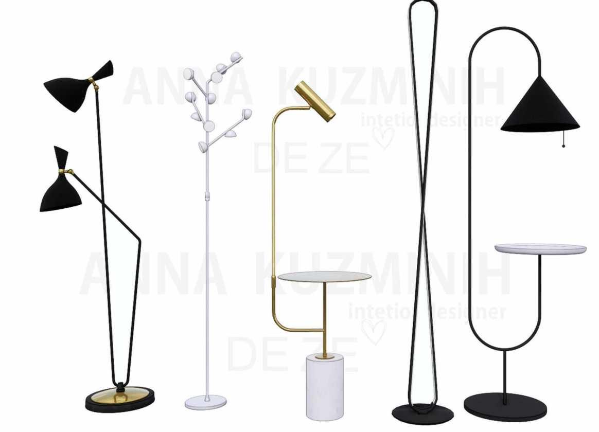 Облегчённые 3D модели для Archicad. Блок Освещение Торшеры 23 (Анна Кузьминых)