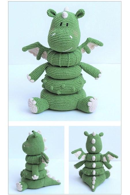 [zenknit_ru] Пирамидка-дракончик (динозаврик) крючком (Светлана Голова)