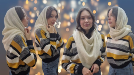 Косынка с красивой прессовой каймой по краю и небольшими завязками (Ольга Юрьева)