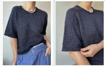 [vjazhi.ru] Топ с плечом погоном, вязаный спицами сверху Tee No.1