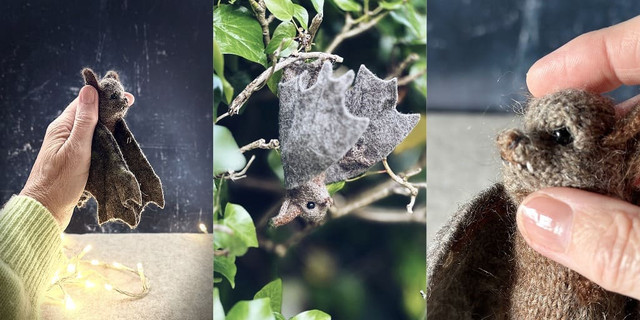 [Вяжи.ру] Вязаная спицами летучая мышь Bat (Claire Garland)