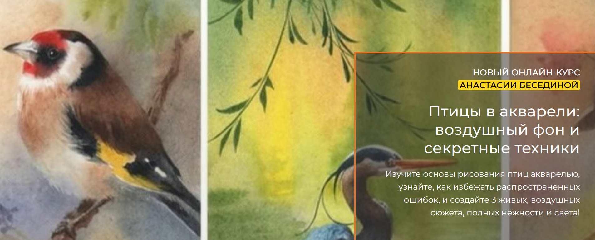 [artefactoschool] Птицы в акварели: воздушный фон и секретные техники. Тариф Стандарт (Анастасия Беседина), фото 1 из 1.