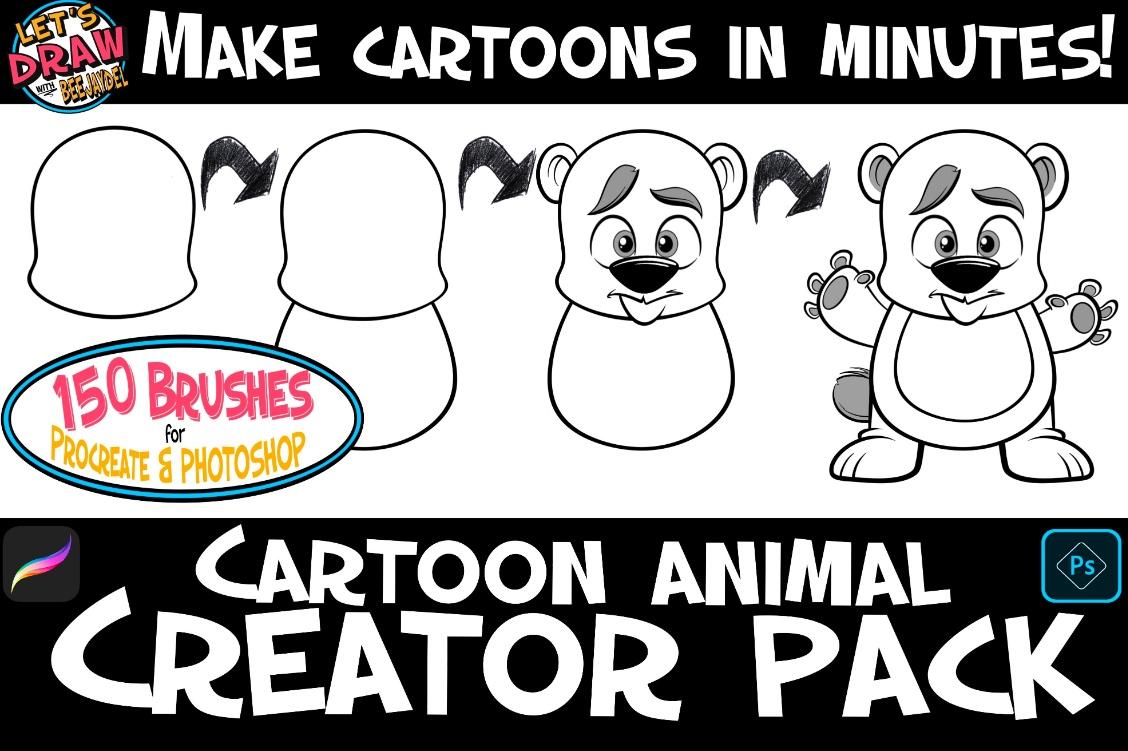 Набор для создания мультяшных животных: 150 кистей для Procreate и Photoshop / Cartoon Animal Creator Pack: 150 Brushes (BeeJayDeL)