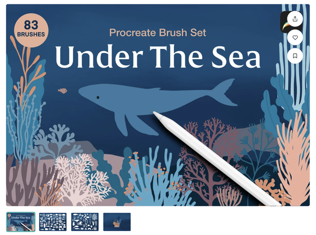 [CreativeMarket] Кисти для рисования подводных существ Under The Sea Procreate Brushes (Mels Brushes)