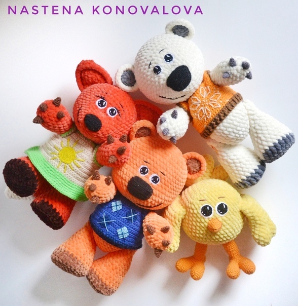 Мастер-классы по всем 4 героям "Ми-ми-мишки из плюшевой пряжи" (Анастасия Коновалова)