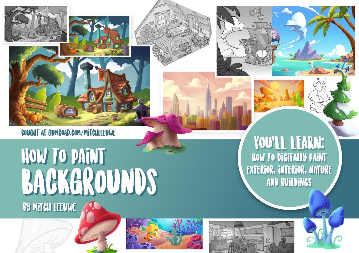 [gumroad] Как рисовать фоны. Электронная книга и видео (Mitch Leeuwe)