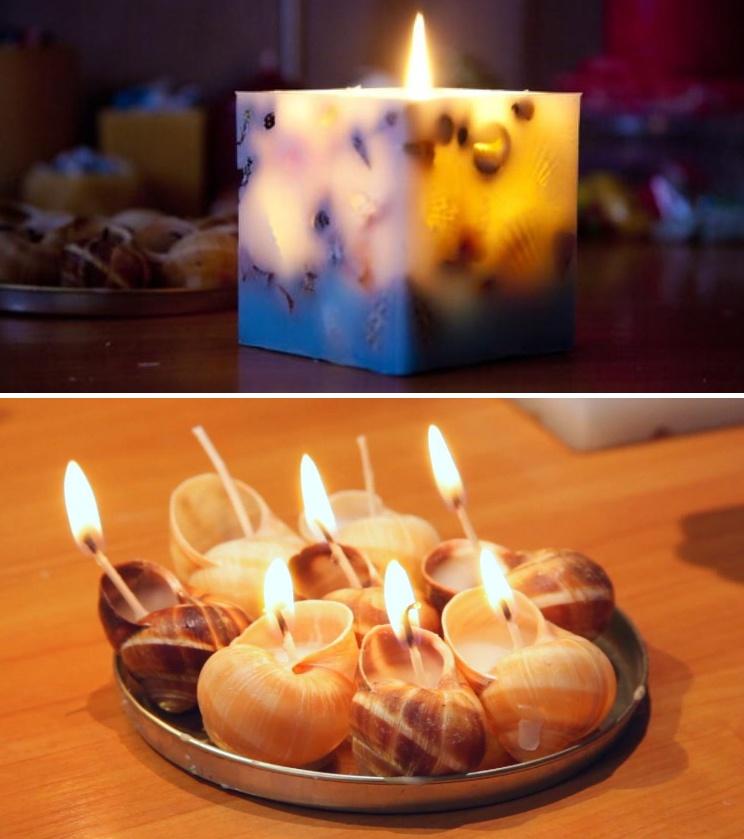 Морские свечи-кубики. 2 способа заливки свечи с ракушками (Ольга Плюсова)