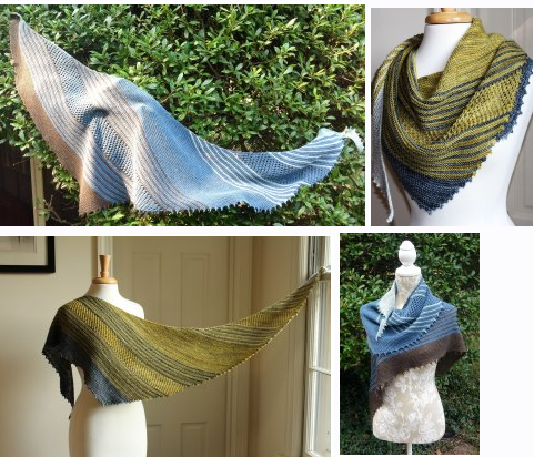 [Вяжи.ру] Полосатая шаль спицами Therapy