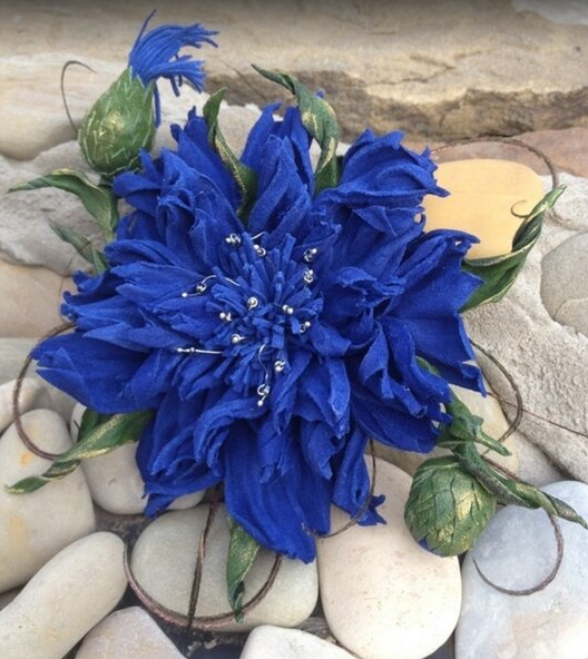 Видео мастер класс по цветам из кожи "Василек" (Инна Шкуропат)