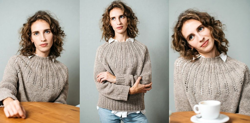 [Вяжи.ру] Джемпер с круглой ажурной кокеткой Muscari (Midori)