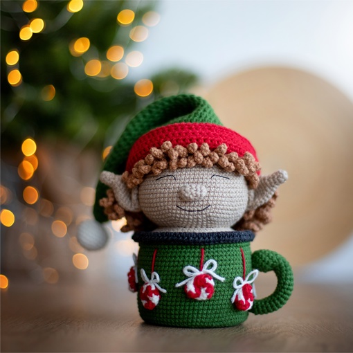 [dorogina_toys] Рождественский эльф в кружке (Елена Дорогина)