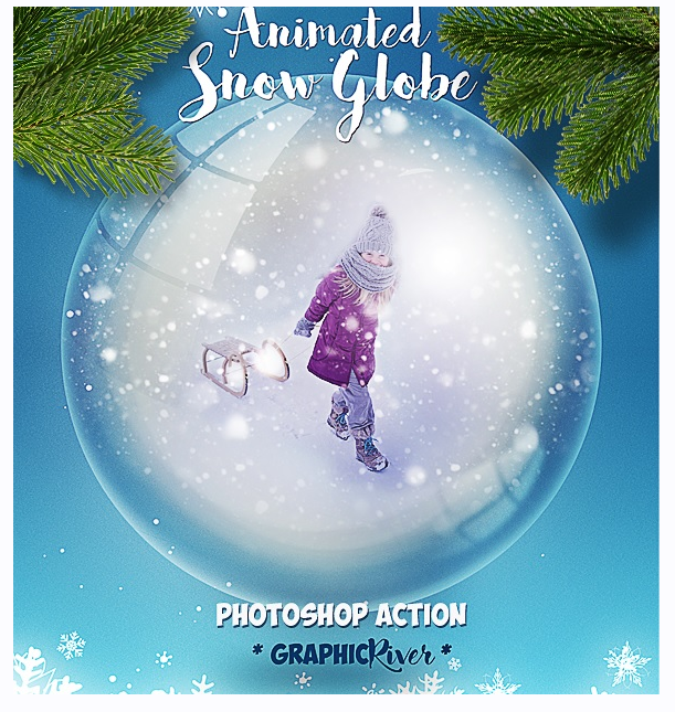 [Graphicriver] Новогодний анимированный шар. Animated Snow Globe Photoshop Action for Christmas