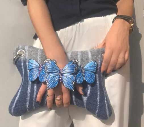 Клатч с бабочками. Войлок + кожа (Регина Журавлева)